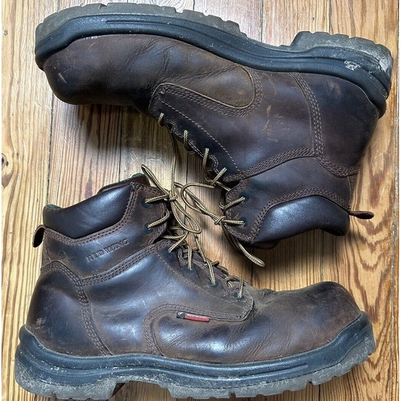Red Wing Steel Toe‎ Work Boots, Mens Brown Leather in Size 14 D ASTMF 2413-11 - Picture 1 of 7